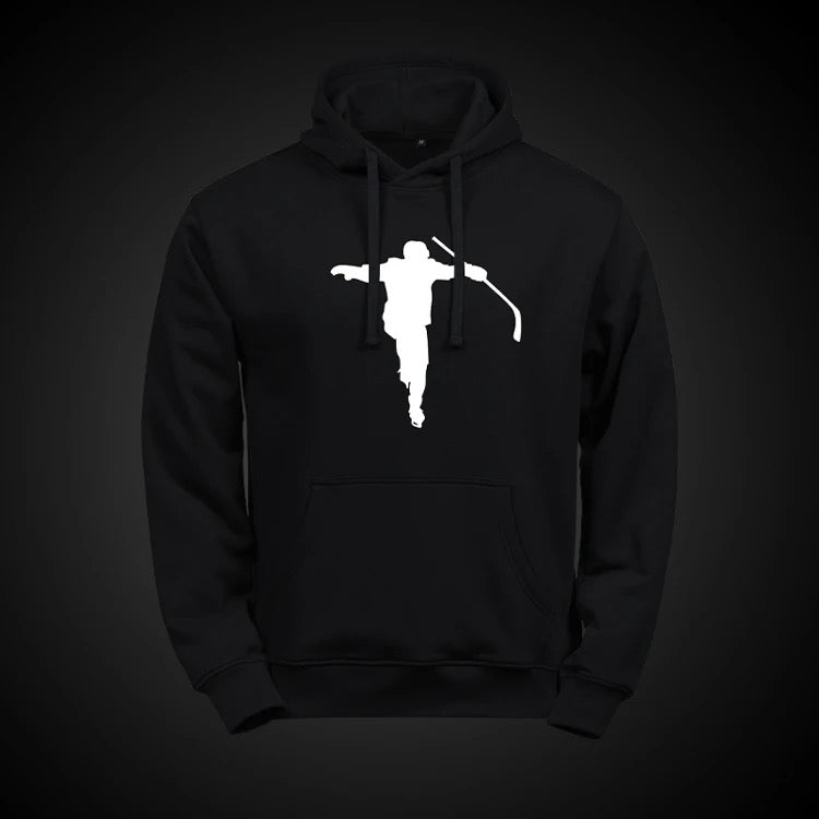 hockey hoodie, munk tröja, celly apperal, svart hoodie, tjocktröja