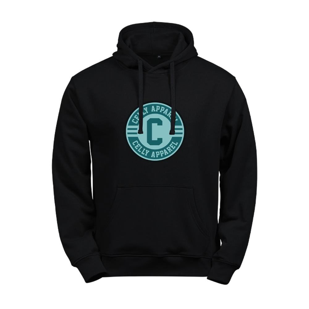 hockey hoodie, munk tröja, celly apperal, svart hoodie, tjocktröja